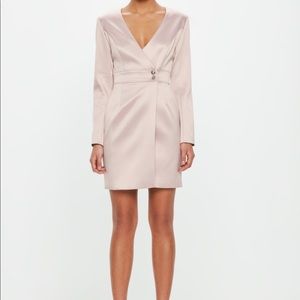 Long Sleeve Blazer Mini Dress in Blush Pink